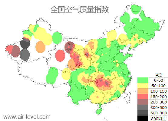 全国空气质量指数地图