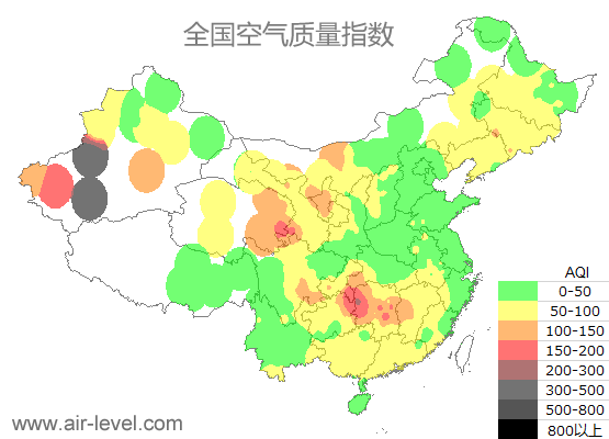 全国空气质量指数地图