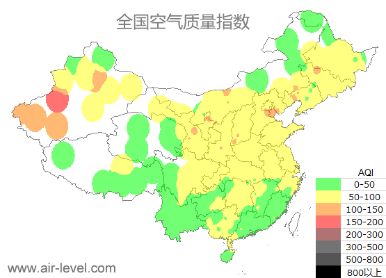全国空气质量指数地图