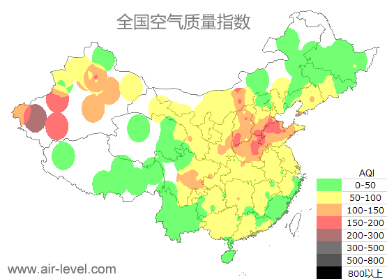 空气质量实时地图 2025-12-16 13:00