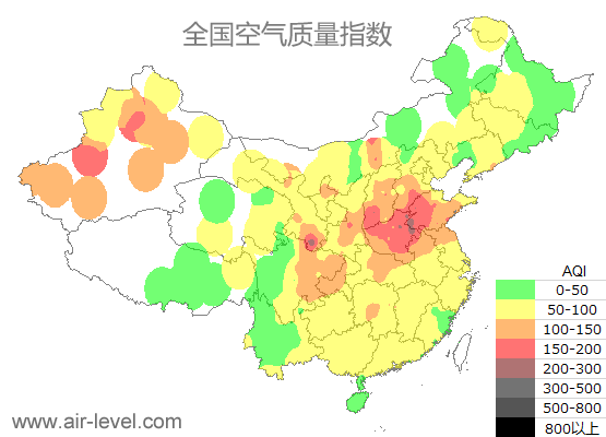 空气质量实时地图 2025-12-16 20:00