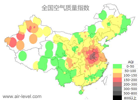 空气质量实时地图 2025-12-17 07:00