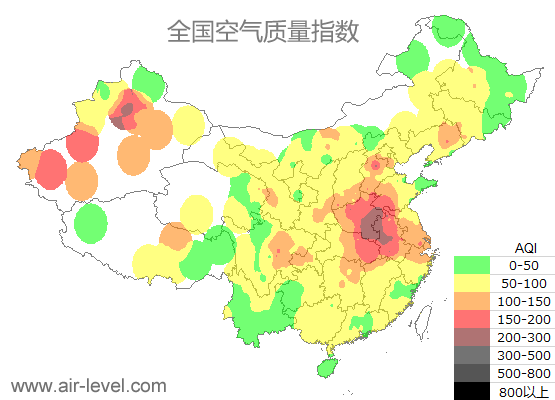 空气质量实时地图 2025-12-17 11:00