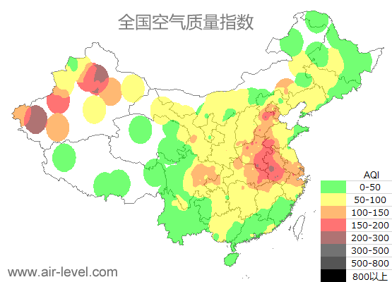 空气质量实时地图 2025-12-17 14:00