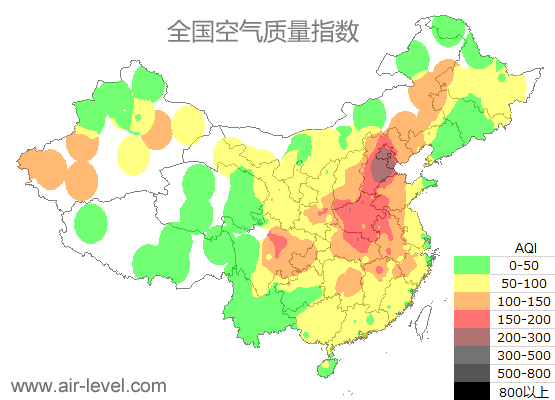 空气质量实时地图 2025-12-19 07:00