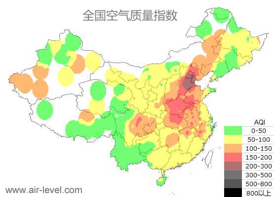 空气质量实时地图 2025-12-19 09:00