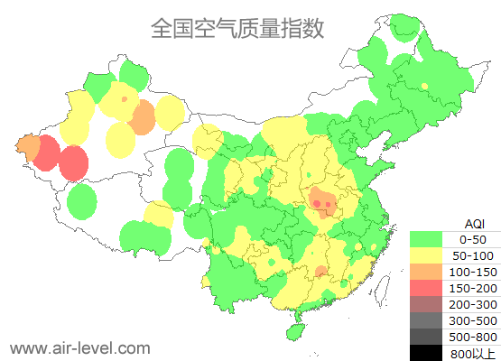 空气质量实时地图 2025-12-21 13:00