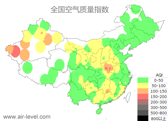 空气质量实时地图 2025-12-21 14:00