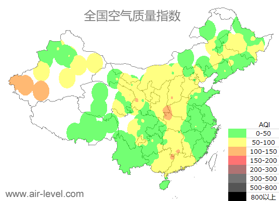 空气质量实时地图 2025-12-22 07:00