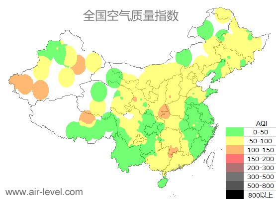 全国空气质量指数地图