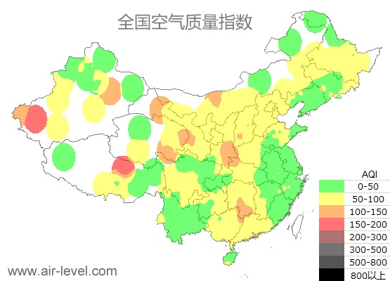 空气质量实时地图 2025-12-22 11:00