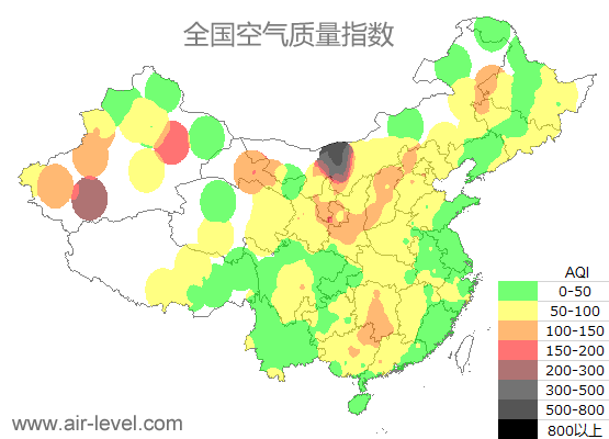 空气质量实时地图 2025-12-22 22:00
