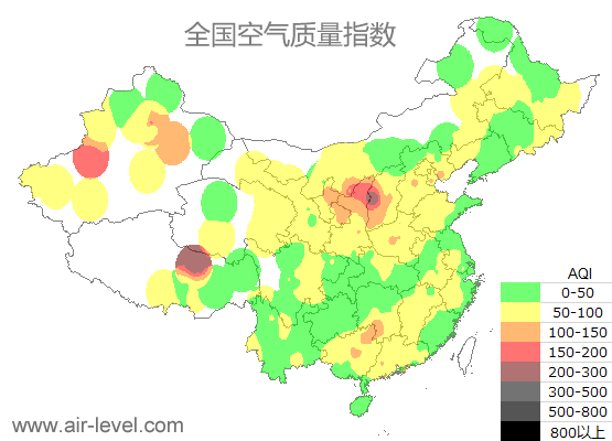 空气质量实时地图 2025-12-23 11:00