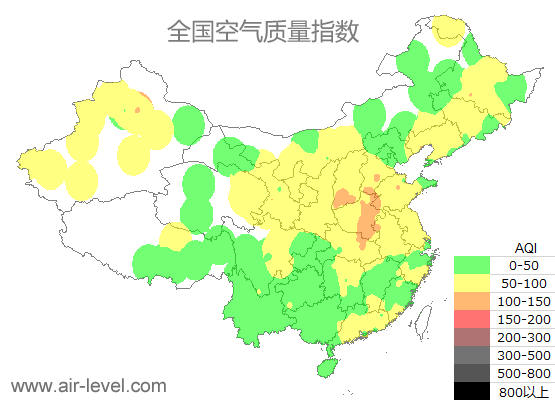 空气质量实时地图 2025-12-24 09:00