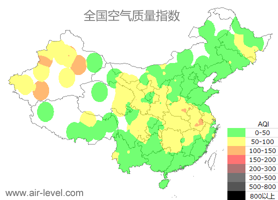 全国空气质量指数地图