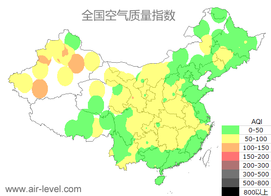 空气质量实时地图 2025-12-25 20:00
