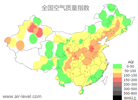 全国空气质量指数地图
