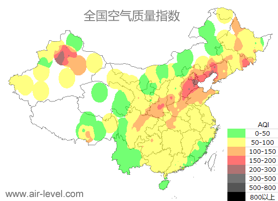 全国空气质量指数地图
