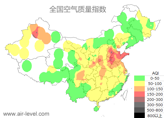 空气质量实时地图 2025-12-29 09:00