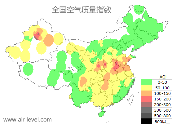 空气质量实时地图 2025-12-29 14:00