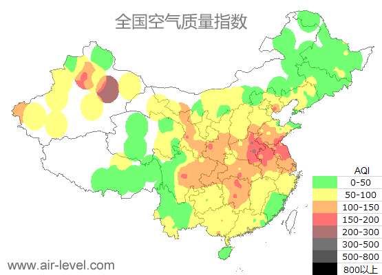 空气质量实时地图 2025-12-29 21:00