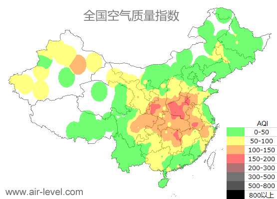 全国空气质量指数地图