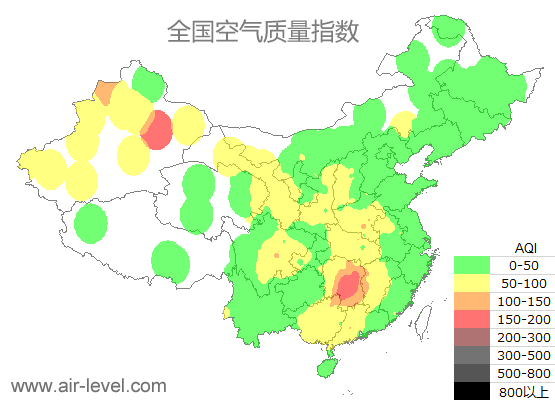 全国空气质量指数地图