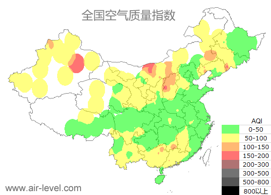 全国空气质量指数地图