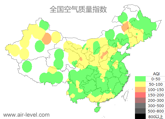 全国空气质量指数地图