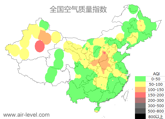 全国空气质量指数地图