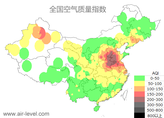 空气质量实时地图 2026-01-05 10:00