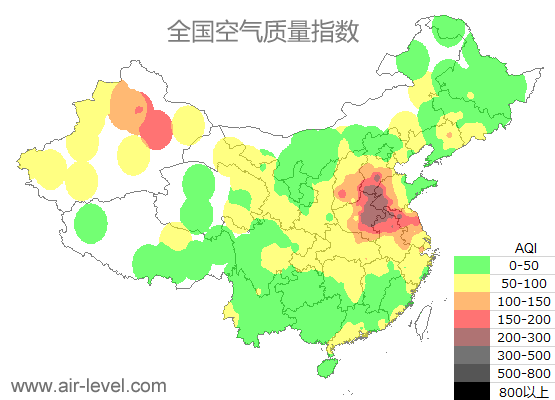 空气质量实时地图 2026-01-05 12:00