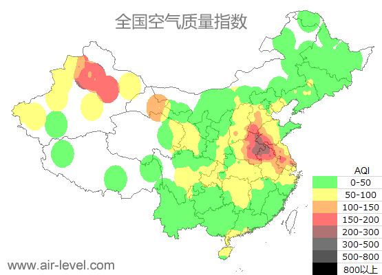 空气质量实时地图 2026-01-05 17:00