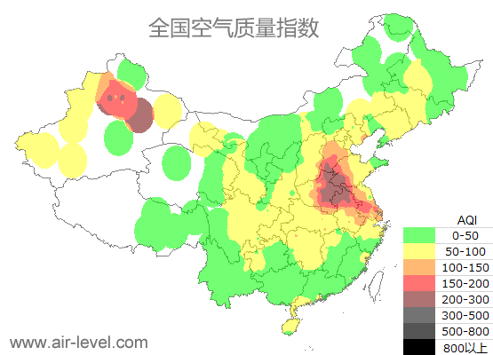 空气质量实时地图 2026-01-05 19:00