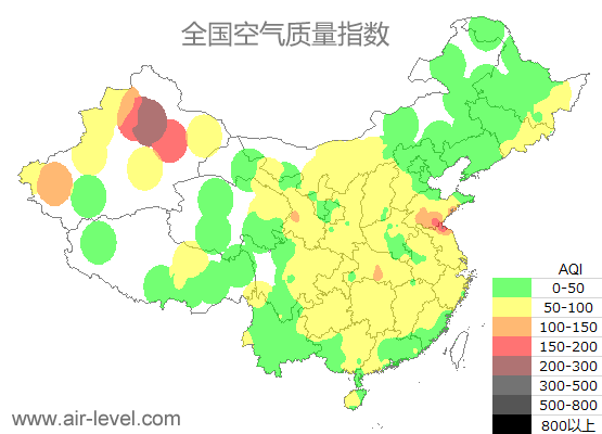 空气质量实时地图 2026-01-07 10:00