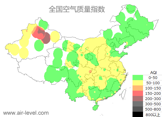 空气质量实时地图 2026-01-07 19:00