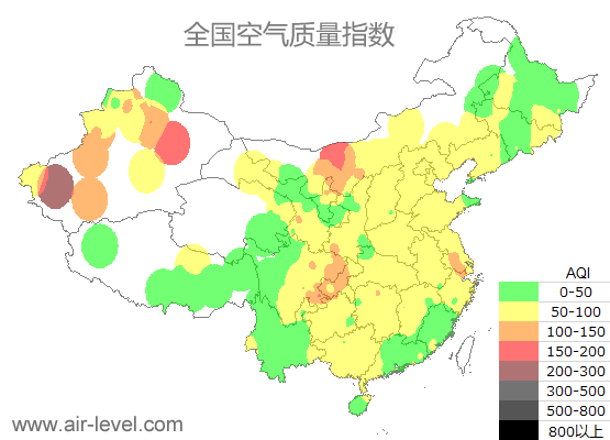 全国空气质量指数地图