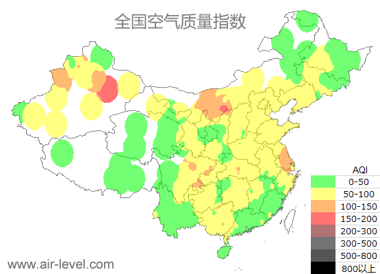 空气质量实时地图 2026-01-09 06:00