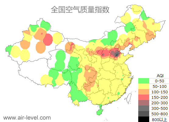 空气质量实时地图 2026-01-09 20:00