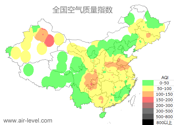 全国空气质量指数地图