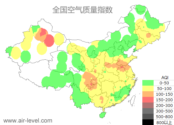 空气质量实时地图 2026-01-10 08:00