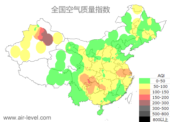 空气质量实时地图 2026-01-10 18:00