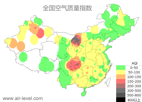 空气质量实时地图 2026-01-12 05:00