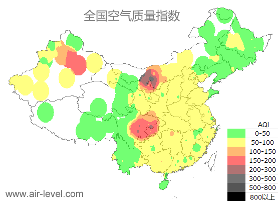 空气质量实时地图 2026-01-12 07:00