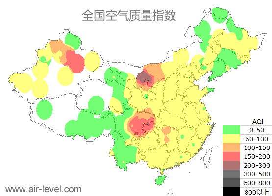 空气质量实时地图 2026-01-12 09:00