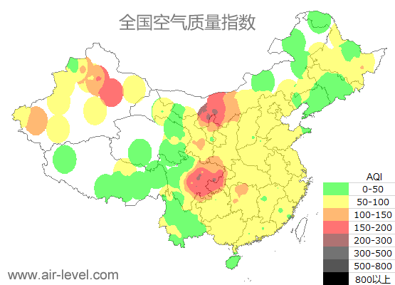 空气质量实时地图 2026-01-12 10:00