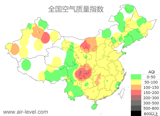 空气质量实时地图 2026-01-12 11:00