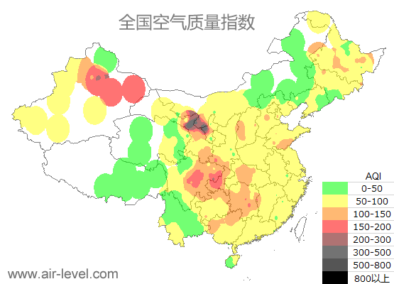 空气质量实时地图 2026-01-12 20:00