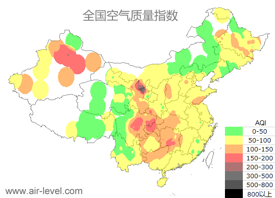 空气质量实时地图 2026-01-12 21:00