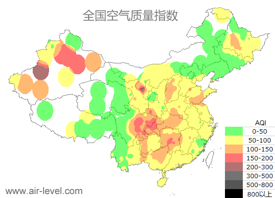 空气质量实时地图 2026-01-13 01:00